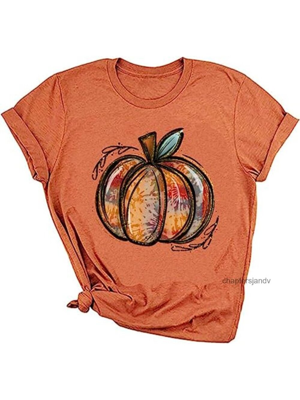 Womens Halloween Pumpkin Graphic Tee Leopard Fall T-Shirt Cotton Blend